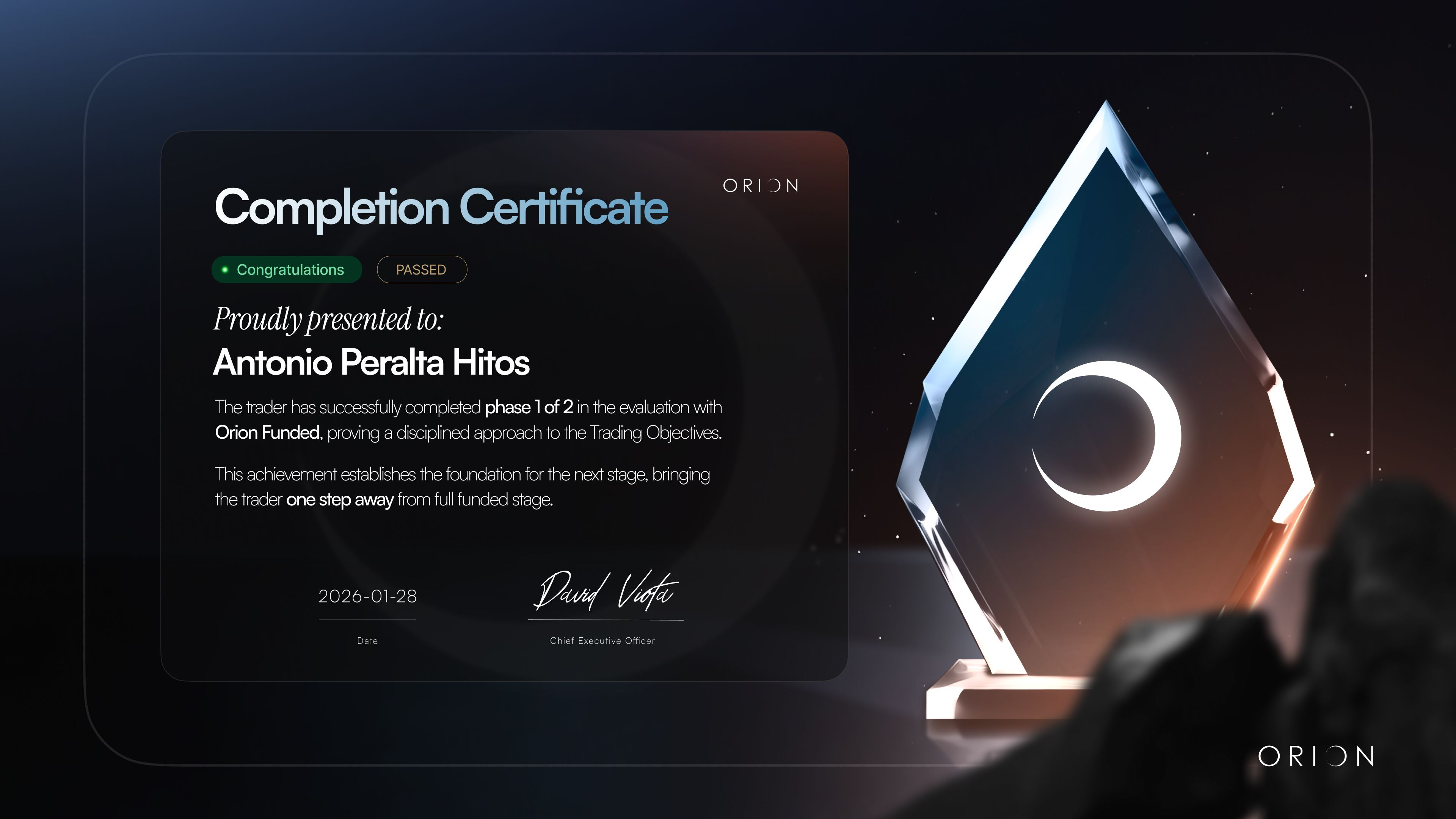 Certificado de alumno - resultado de trading