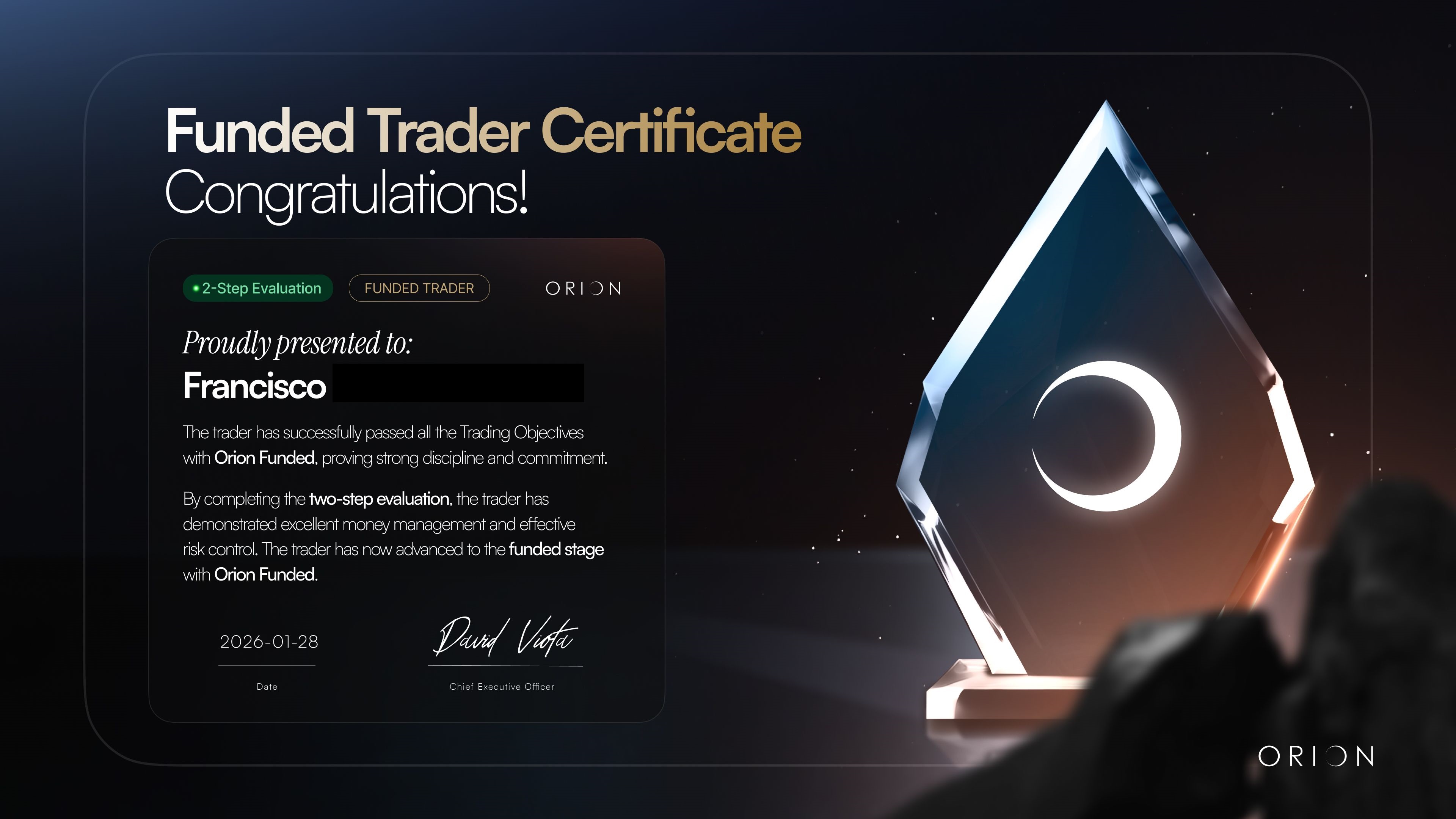 Certificado de alumno - resultado de trading