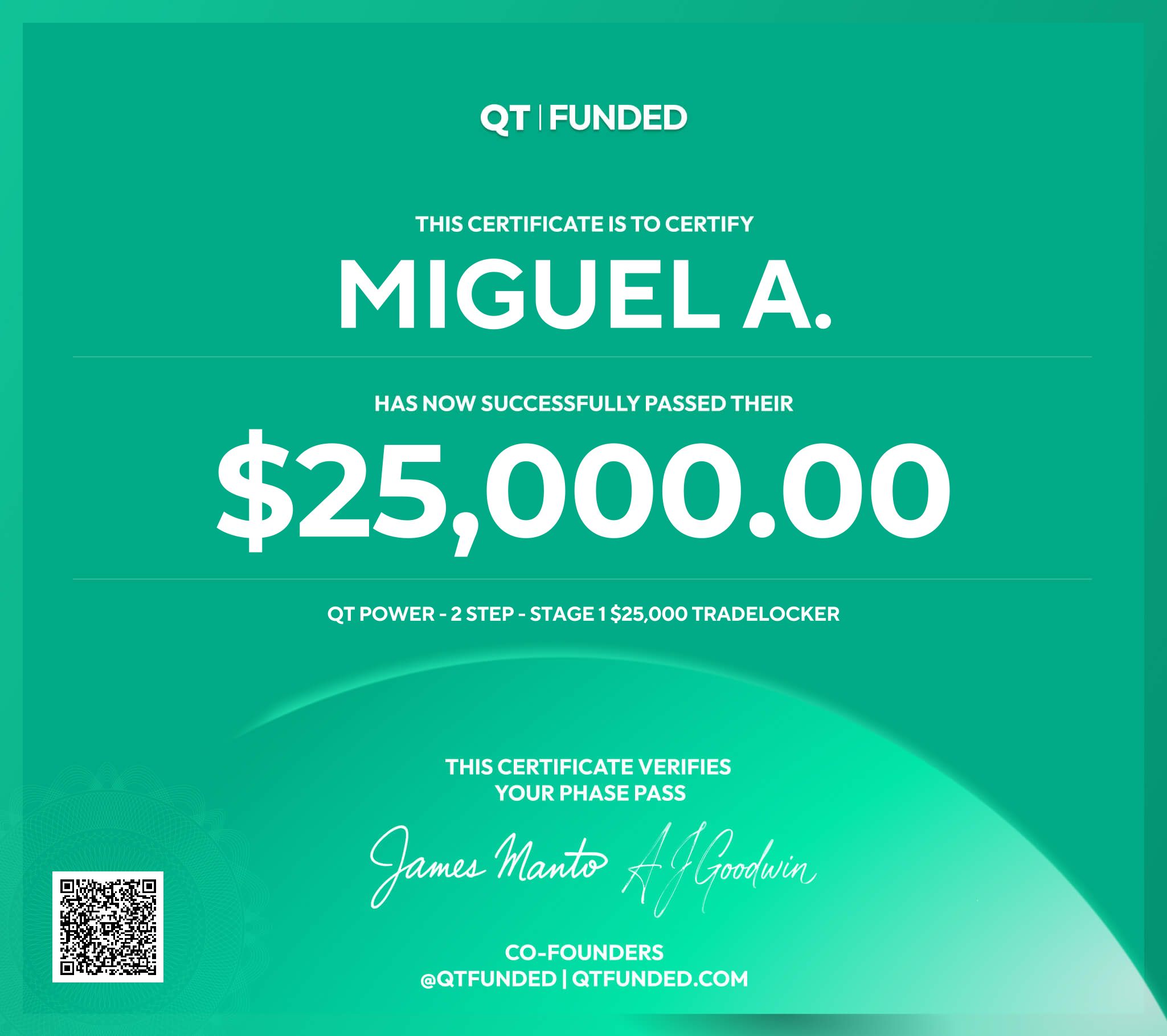 Certificado de alumno - resultado de trading