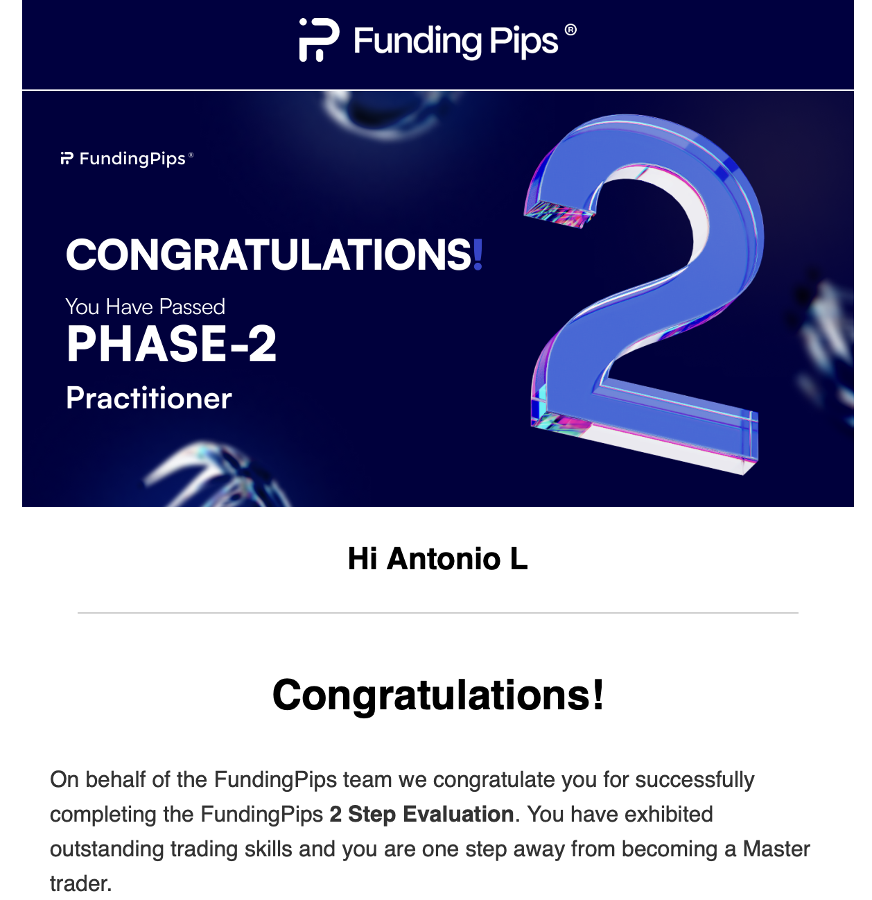 Certificado de alumno - resultado de trading