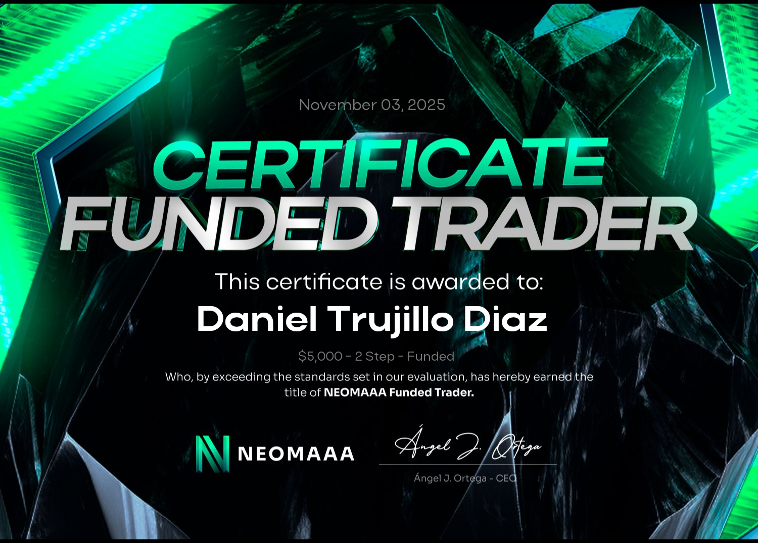 Certificado de alumno - resultado de trading